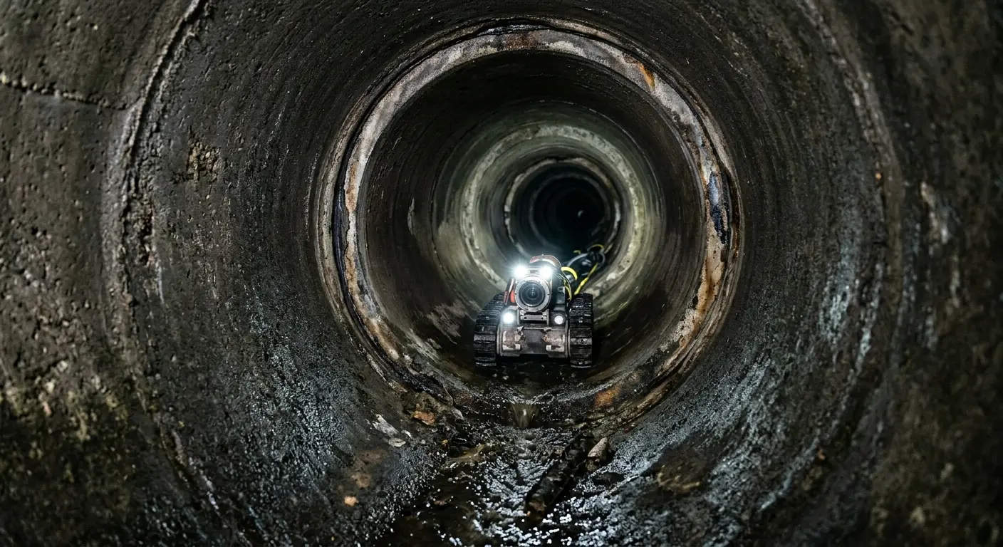 Robotic sewer camera inspecting pipe interior for Sewer Line Cleaning in Fond du Lac